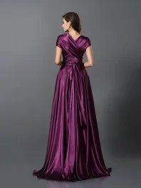 A-Line/Princess Pleats Sleeveless Long Silk like Satin Bridesmaid Dresses - RongMoon