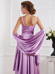A-Line/Princess Spaghetti Straps Sleeveless Beading Long Elastic Woven Satin Mother of the Bride Dresses - RongMoon