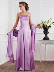 A-Line/Princess Spaghetti Straps Sleeveless Beading Long Elastic Woven Satin Mother of the Bride Dresses - RongMoon