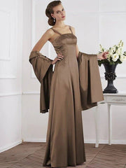 A-Line/Princess Spaghetti Straps Sleeveless Beading Long Elastic Woven Satin Mother of the Bride Dresses - RongMoon