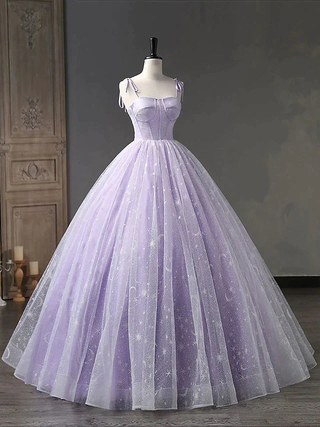 Ball Gown Prom Dresses Minimalist Dress Formal Floor Length Sleeveless Spaghetti Strap Tulle Backless with Pleats Strappy