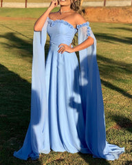 Cape Sleeves Formal Dresses Flowers Sweetheart