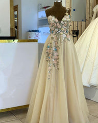 Tulle Floor Length Dress One Shoulder 3D Flowers Embroidery - RongMoon