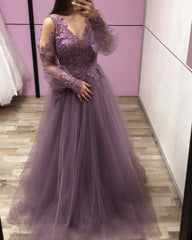 Cold Sleeves Prom Dresses Tulle Lace Appliques