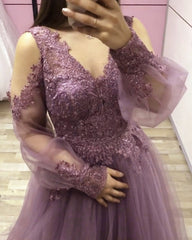 Cold Sleeves Prom Dresses Tulle Lace Appliques