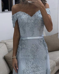 Silver Mermaid Prom Dresses Lace Split