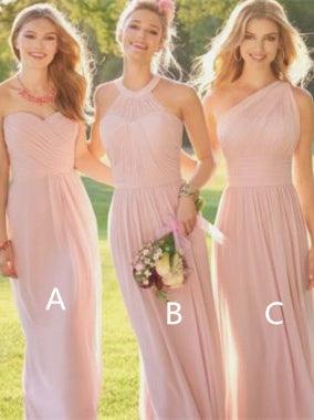 Mismatched Pink Chiffon A-line Bridesmaid Dresses - RongMoon