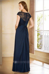 Cap-Sleeved V-Neck A-Line Gown With Crisscross Ruches - RongMoon