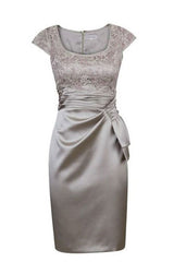 Elegant Short Silver Cap Sleeves Mother of the bride Dress homecoming dress cg11697