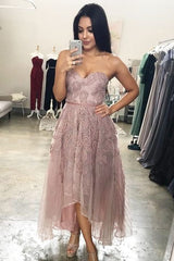 Sexy Prom Dress Sweetheart Blush Pink Tea Length Party Dress   cg18495