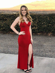 Mermaid Simple Prom Dress , Sexy Party Dress With Split   cg18938