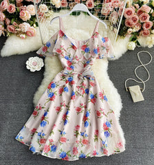 Cute A line chiffon v neck dress fashion dress Homecoming Dresses    cg19418