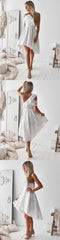 One-Shoulder High Low White Lace Homecoming Dress with Ruffles    cg19684