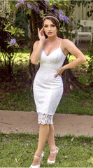 Sheath Wedding Dress Knee Lnegth prom Dress   cg20425