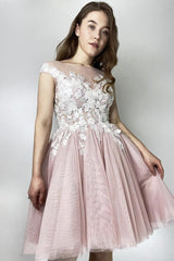 Cute lace short A line homecoming dress    cg20571