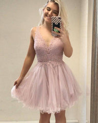 V-Neck A-Line Homecoming Dresses    cg21415