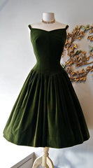 Robe vintage des années 1950, robe de soirée vert foncé cg21430