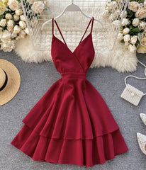 A line v neck short dress summer dress Homecoming Dress    cg22349