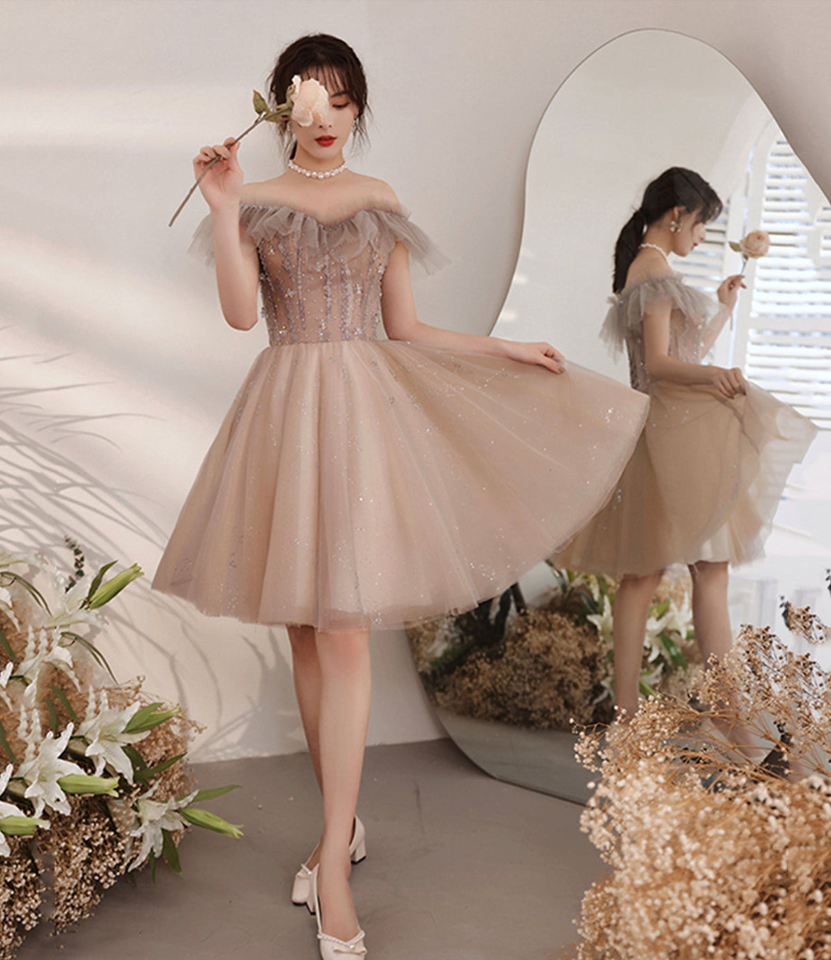 CUTE TULLE SHORT A LINE DRESS PARTY DRESS Homecoming Dress    cg22631