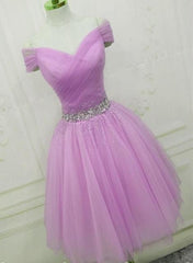 Light Purple Beaded Cute Tulle Homecoming Dress        cg22817