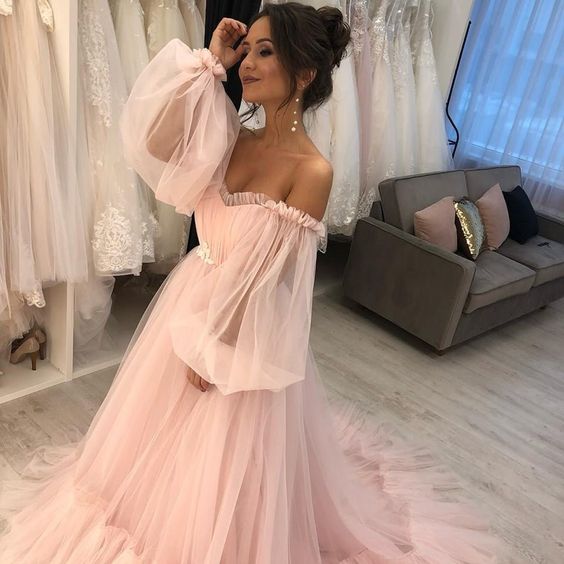 Robe de mariée élégante de bal de promo rose, dentelle rose florale, jupe en tulle cg23095