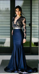 Sexy Sheer Deep V Neck Mermaid Prom Dresses cg5320