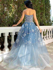 Ball Gown Prom Dresses Luxurious Dress Wedding Party Court Train Sleeveless Strapless Lace with Sequin Appliques