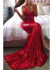 Mermaid / Trumpet Prom Dresses Sexy Dress Formal Court Train Sleeveless Strapless Sequined Backless with Sequin