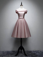 A-Line Bridesmaid Dress Off Shoulder Sleeveless Elegant Tea Length Satin with Bow(s) / Pleats - RongMoon