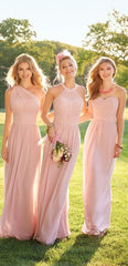 Mismatched Pink Chiffon A-line Bridesmaid Dresses - RongMoon