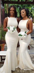 Sexy Ivory Long Mermaid Bridesmaid Dresses, Bridal Party Dresses - RongMoon