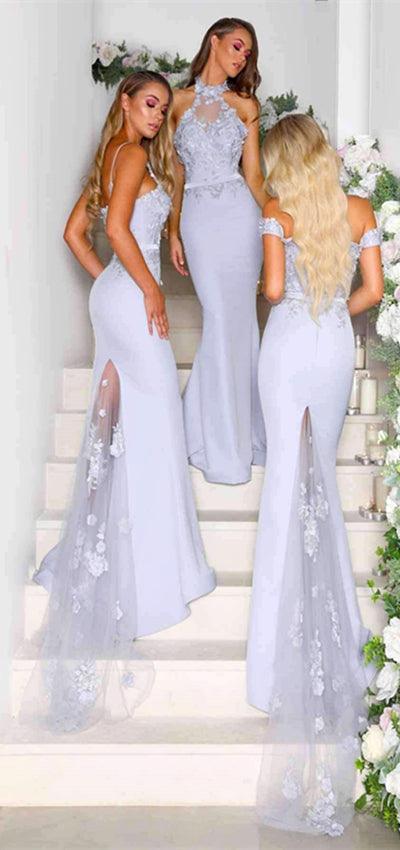 Halter Lace Mermaid Bridesmaid Dresses, Newest Bridesmaid Dresses - RongMoon