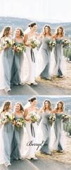 Convertible Light Grey Tulle Long Bridesmaid Dresses - RongMoon