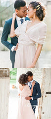 Lovely Blush Boho A-line Long Bridesmaid Dresses - RongMoon