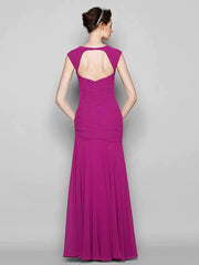 Mermaid / Trumpet Bridesmaid Dress Square Neck Sleeveless Open Back Floor Length Chiffon with Ruched - RongMoon