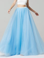 A-Line Bridesmaid Dress Seperates Floor Length Tulle with - RongMoon