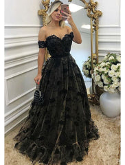 Ball Gown A-Line Prom Dresses Color Block Dress Formal Floor Length Sleeveless Sweetheart Wednesday Addams Family Lace Backless with Beading Appliques