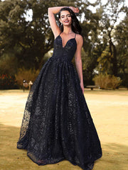 Black Sequin Criss Cross Back Prom Dress