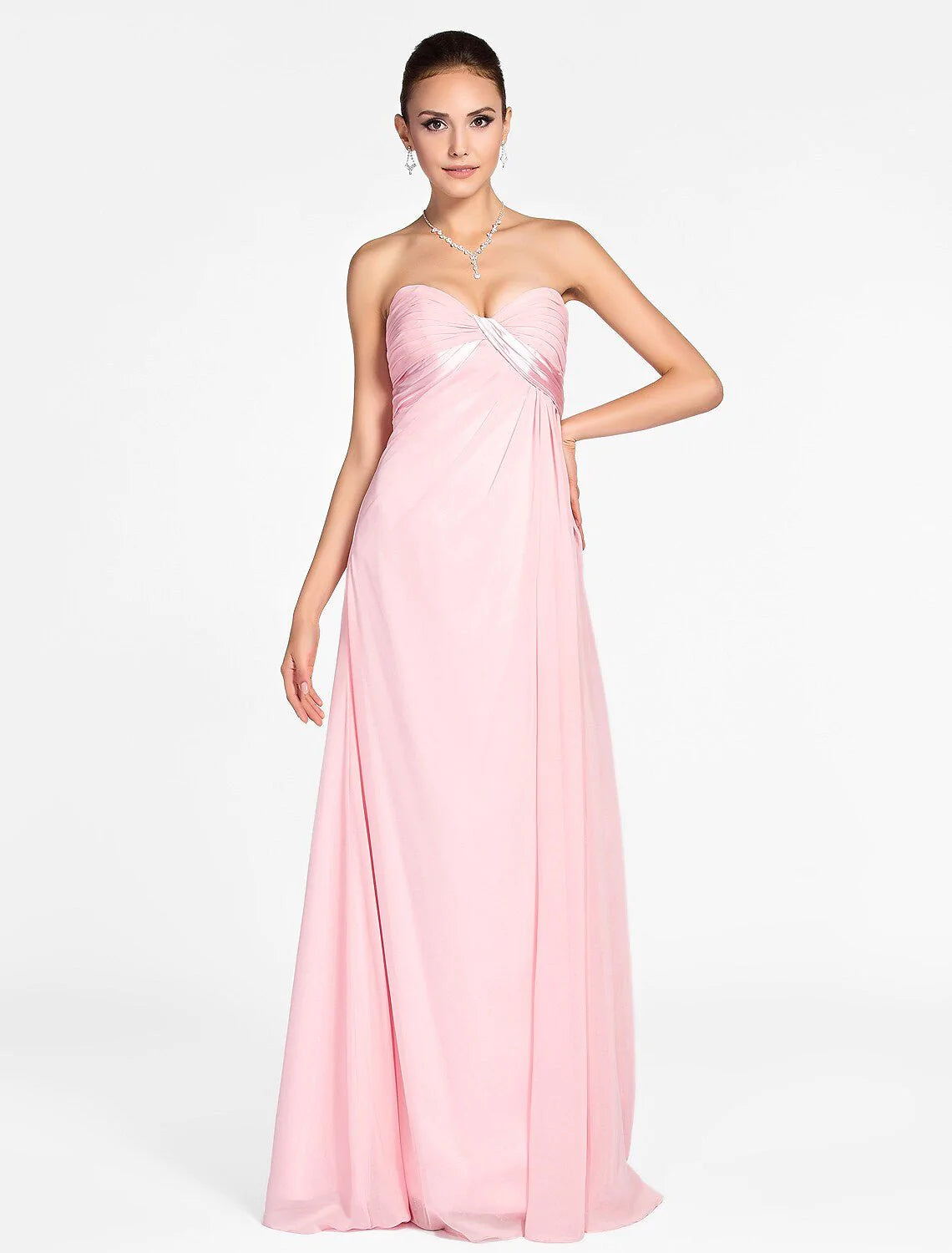 Princess / A-Line Bridesmaid Dress Sweetheart Neckline / Strapless Sleeveless Open Back Floor Length Chiffon with Criss Cross / Draping / Side Draping - RongMoon