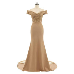 Golden Beaded Mermaid Bridesmaid Dresses Party Gowns - RongMoon