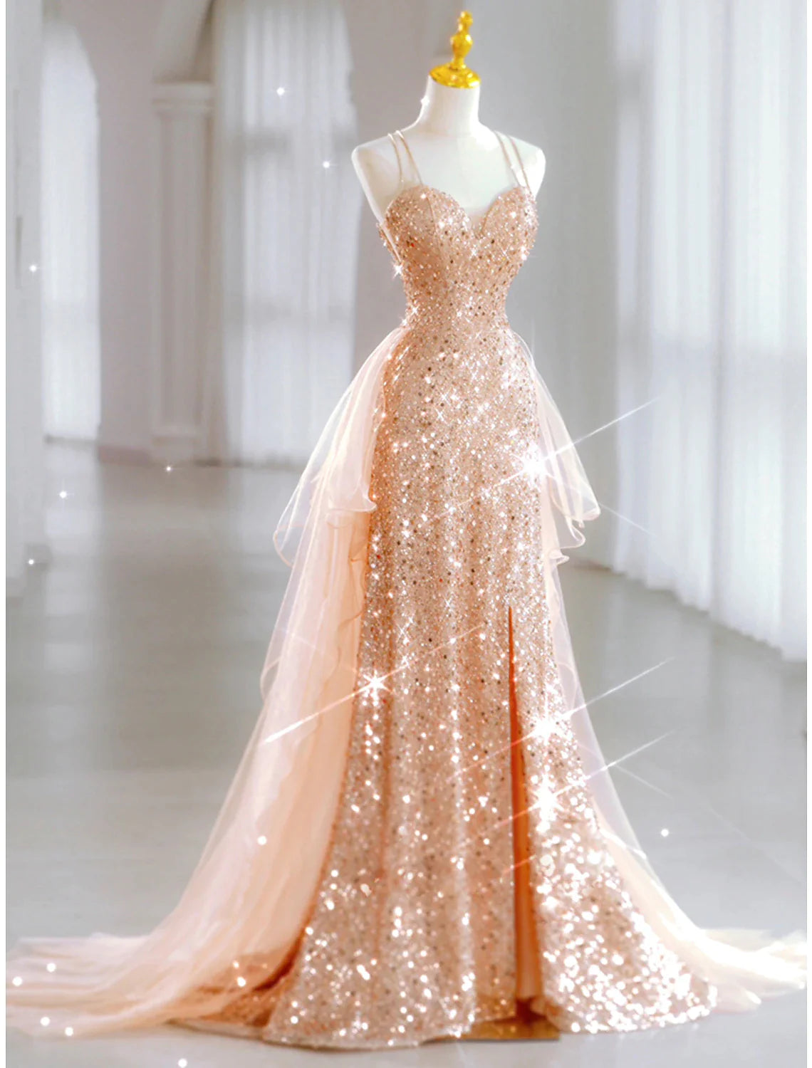 A-Line Party Dresses Party Dress Party Wear Floor Length Sleeveless Sweetheart Tulle with Sequin