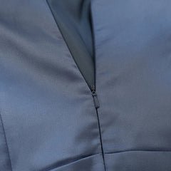 Blue Trumpet Mermaid Ruched Satin Beading Prom Dress