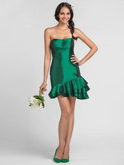 Sheath / Column Dress Short / Mini Sleeveless Sweetheart Neckline Taffeta with Ruffles - RongMoon