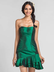Sheath / Column Dress Short / Mini Sleeveless Sweetheart Neckline Taffeta with Ruffles - RongMoon