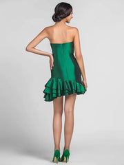 Sheath / Column Dress Short / Mini Sleeveless Sweetheart Neckline Taffeta with Ruffles - RongMoon