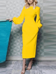 Sheath / Column Mother of the Bride Dress Elegant Jewel Neck Ankle Length Polyester Long Sleeve with Ruching - RongMoon