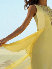 Sheath / Column Mother of the Bride Dress Elegant Jewel Neck Knee Length Chiffon Lace Sleeveless with Appliques - RongMoon