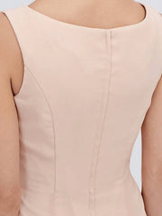 Sheath / Column Mother of the Bride Dress Elegant Two Piece Jewel Neck Tea Length Chiffon Sleeveless - RongMoon