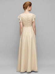 Sheath / Column Mother of the Bride Dress Plus Size Elegant V Neck Floor Length Chiffon Sleeveless with Criss Cross Appliques - RongMoon