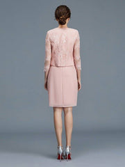 Sheath/Column Sheer Neck Ruffles Chiffon Sleeveless Knee-Length Mother of the Bride Dresses - RongMoon